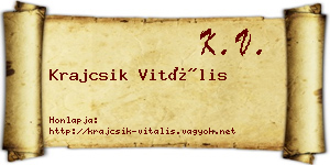 Krajcsik Vitális névjegykártya